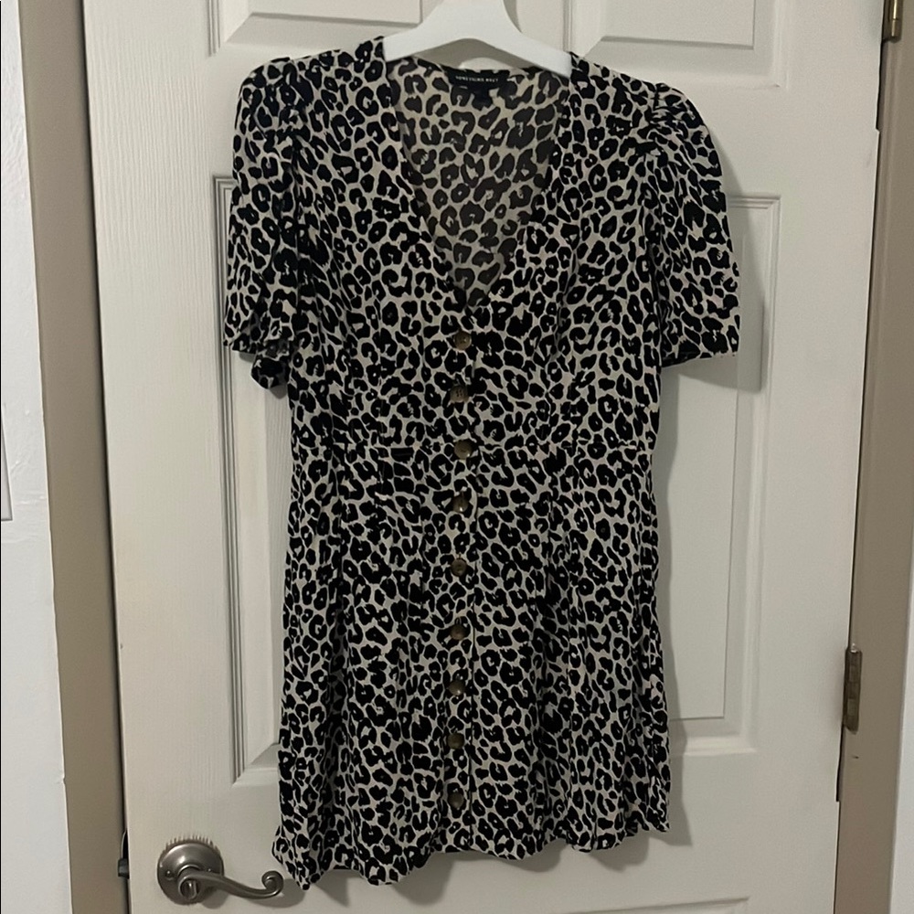 Something Navy Black and Cream Animal Print Dress